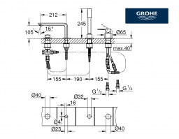 MEDIDAS MONOMANDO BAÑO REPISA LINEARE GROHE